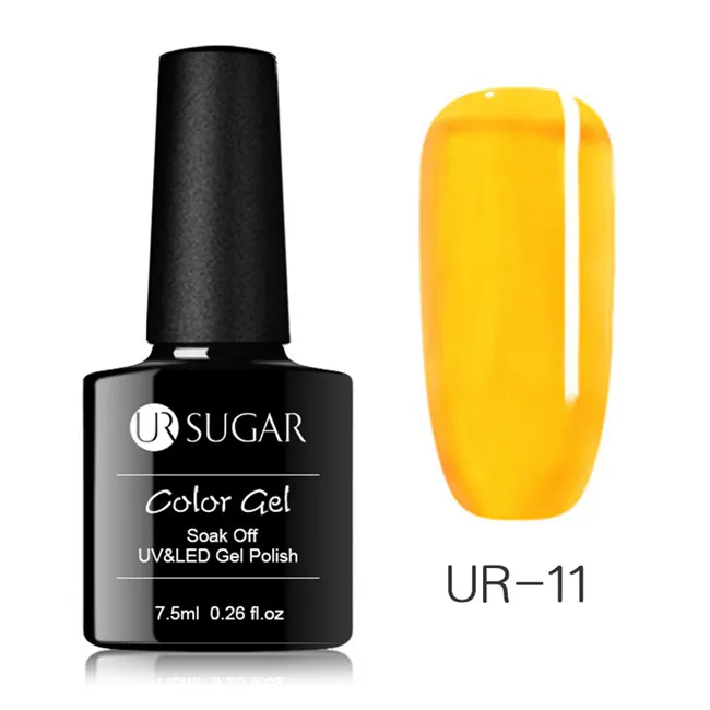 UR-11 Ur Sugar, 7,5 мл, полупрозрачный Цветной Гель-лак для ногтей, Гелевый лак для ногтей, УФ-гель, замачиваемый, УФ светодиодный Полупостоянный гель для ногтей, лак для ногтей - Цвет: UR-11