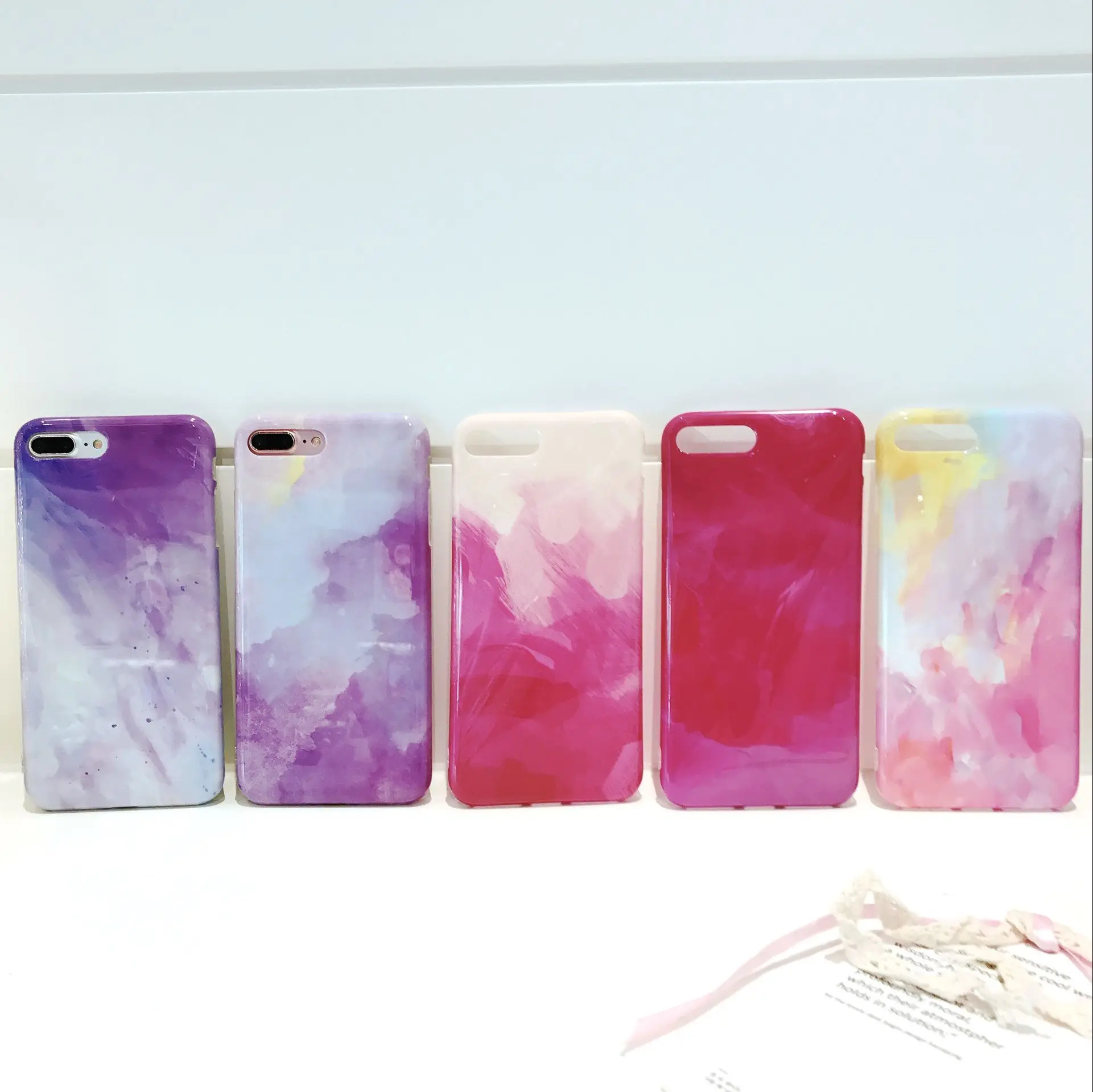 CRIAR HOUSE Cases For Apple iPhone X 6 6s 7 8 Plus 10 Watercolor Marble Rainbow Printing Soft Silicone TPU Back Case Cover |