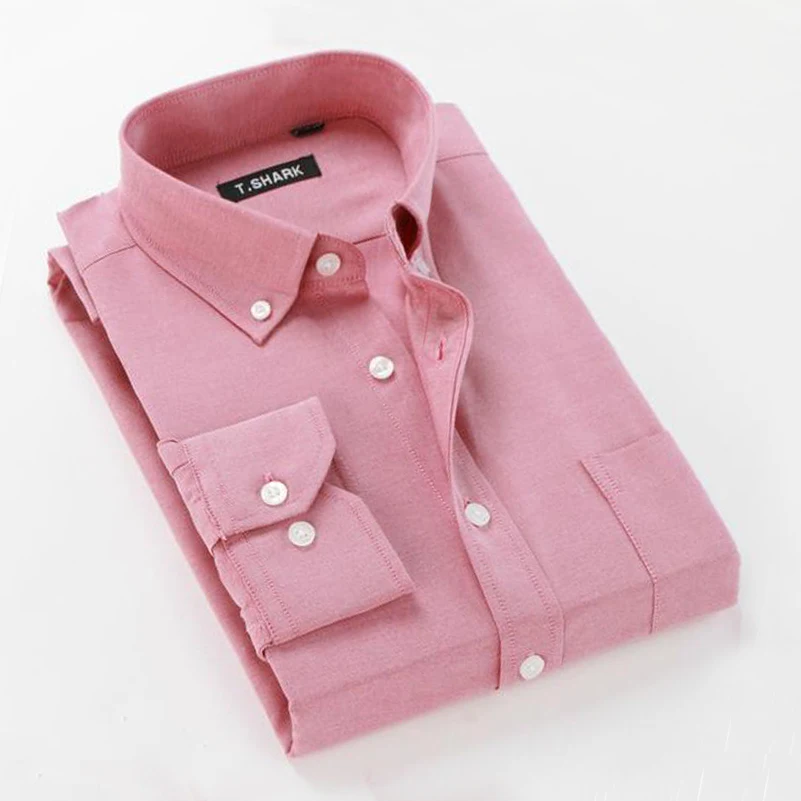 Повседневная однотонная мужская рубашка классический стиль хлопок длинный