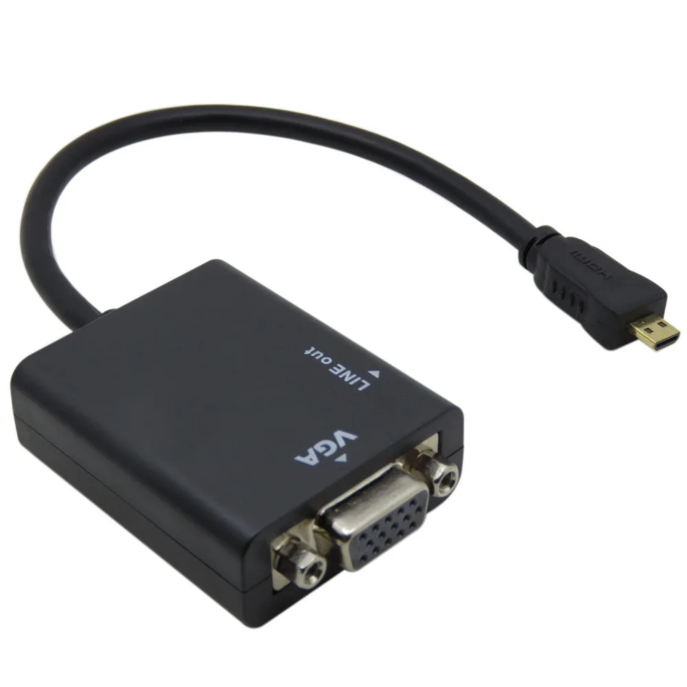 Микро HDMI к VGA адаптер 3 5 мм Jack кабель преобразователь сигнала цифровой в