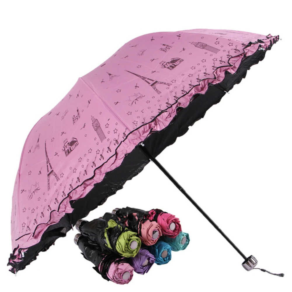 Корейский Apollo юбка принцессы Зонт Черный Резиновая Париж железная башня