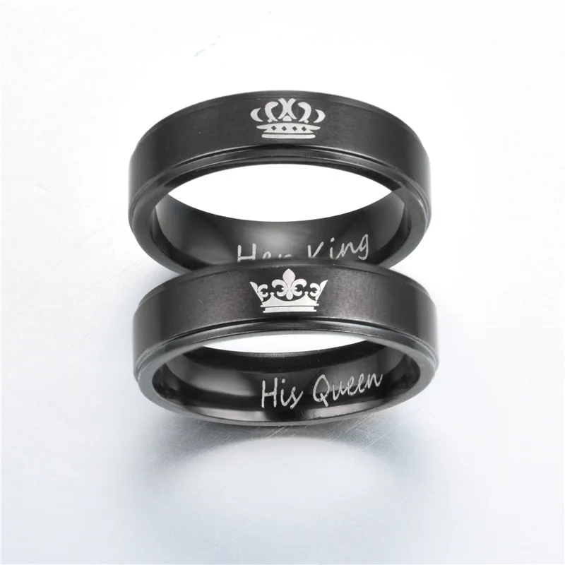 Парные кольца из нержавеющей стали с надписью her King his queen 20 шт.|Кольца для