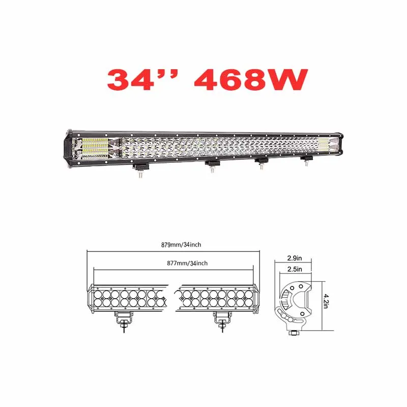 34inch 468w " 20" 3" 34 дюймов 3 ряд Светодиодный светильник для внедорожника 4x4 4WD Atv 4WD Suv вождения мотоцикла светильник для грузовика светодиодный фонарь для работы авто лампа - Цвет: 34inch 468w