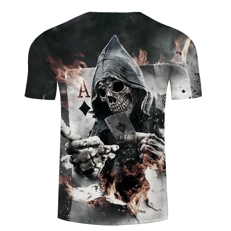 Футболка Мужская/женская с 3D принтом черепа покера короткий рукав топы Прямая