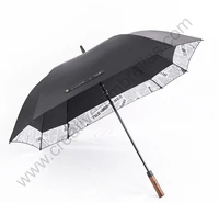 135cm auto open solid wooden anti thunder windproof golf umbrella double layer border linking square newspaper anti uv canopy