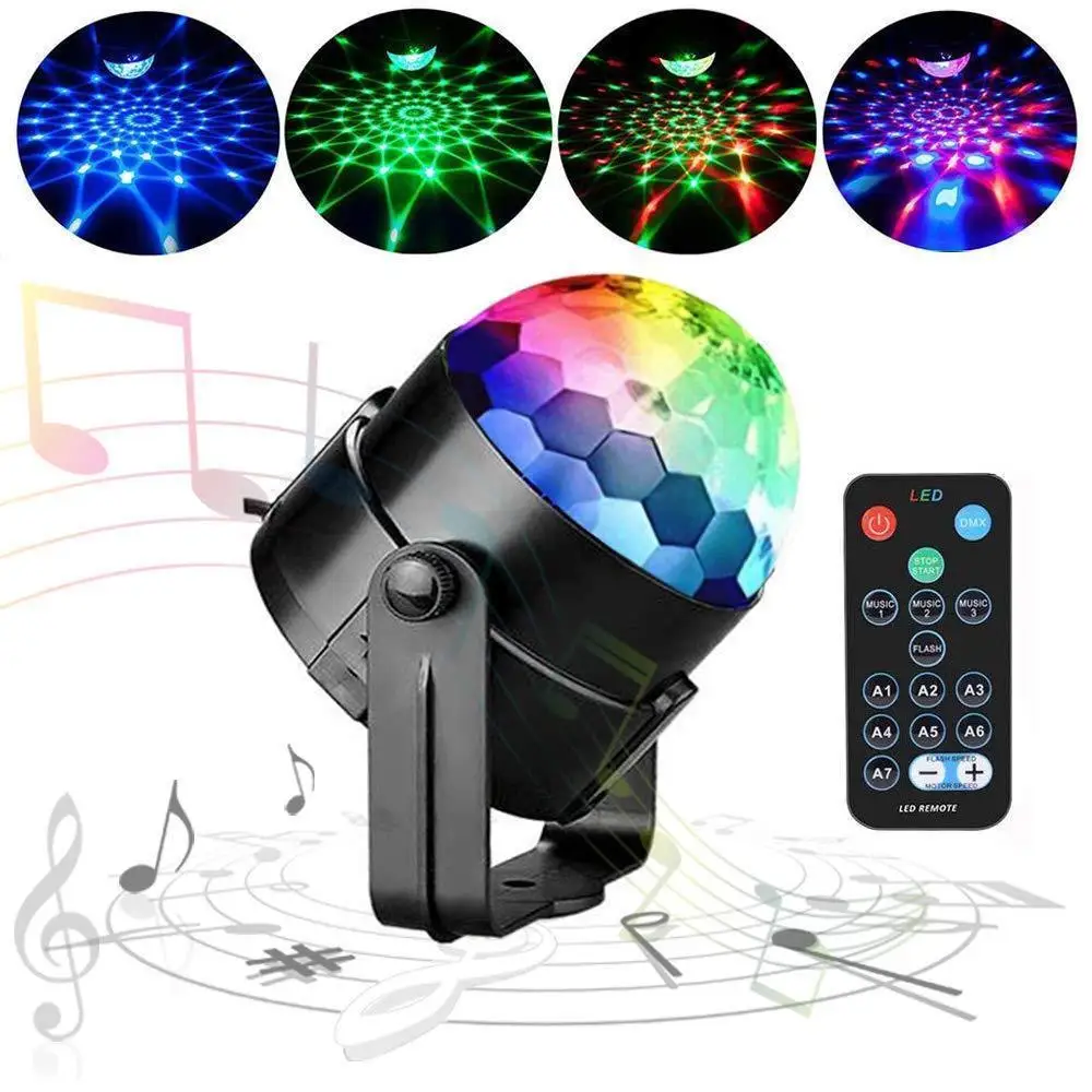 2 шт. мини-пульт RGB LED хрустальный магический вращающийся шар сценический свет