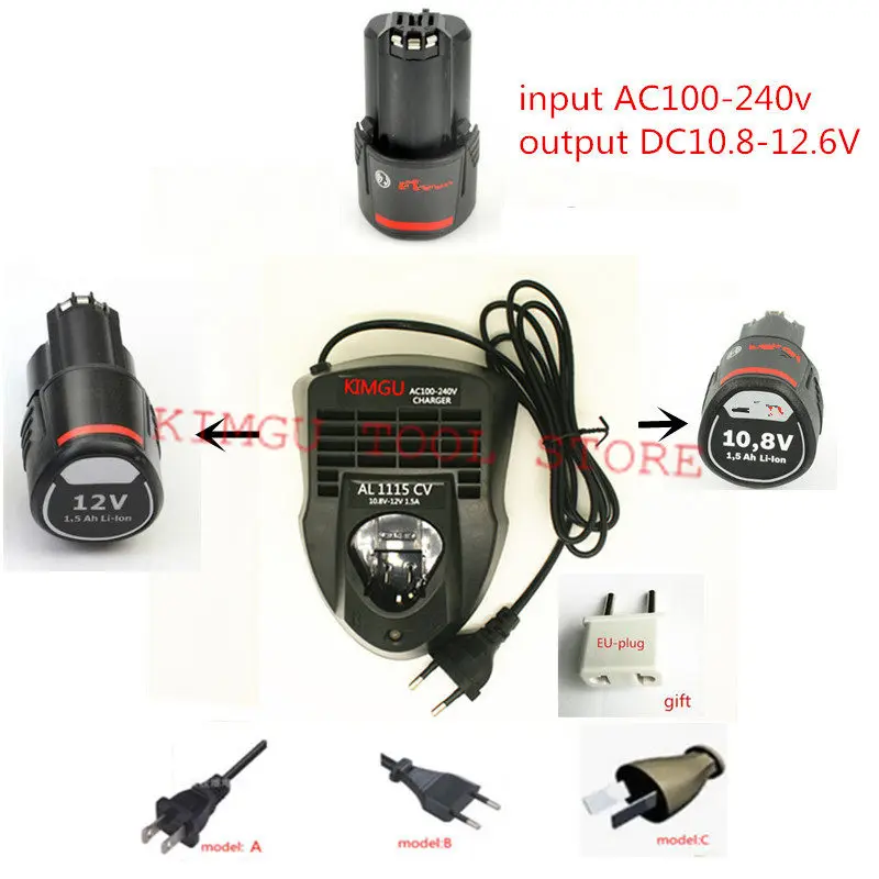 Зарядное устройство для Bosch AL1115CV 12 В BAT414 GWB12V-10 GSA12V-14 GDS12V-26 GOP12V-LI GSR12-2-LI GDR12V-105 GWS12V-76 |