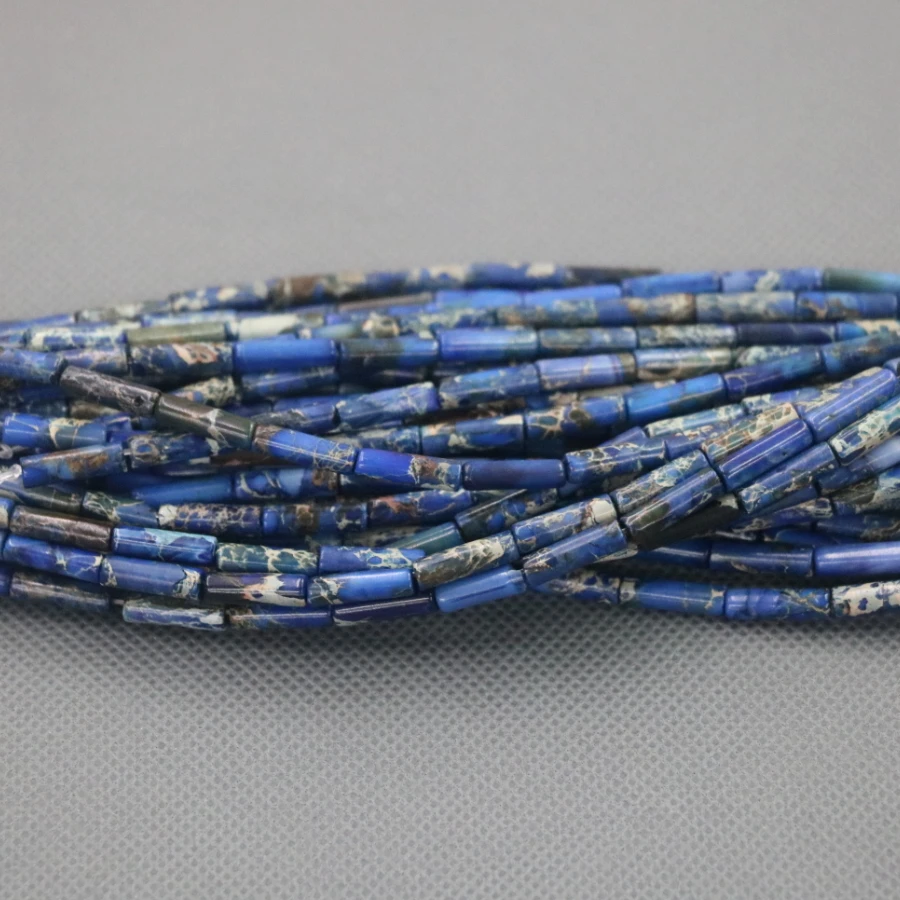 

4x14mm Cingesto Natural Blue Jasperes GemsStone Beads for Jewelry Making, 2Strands Women Fashion Necklace DIY Making Accessories