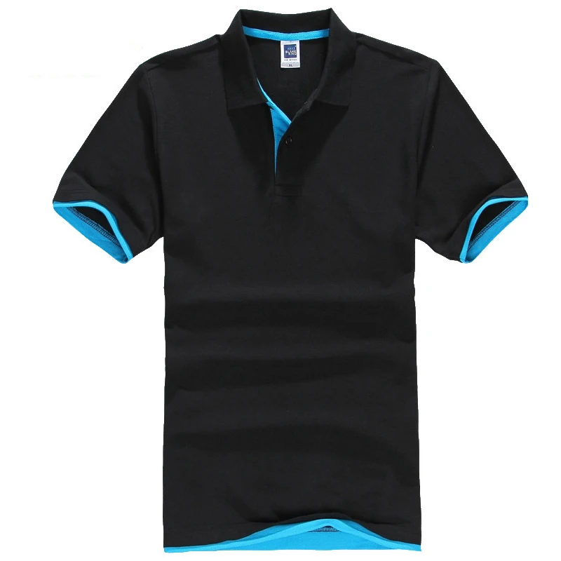 Black Blue FALIZA, новинка, брендовая мужская рубашка поло, дизайнерская, дышащая, хлопковая, повседневная, с коротким рукавом, мужские рубашки поло размера плюс, XXXL, TX107 - Цвет: Black Blue
