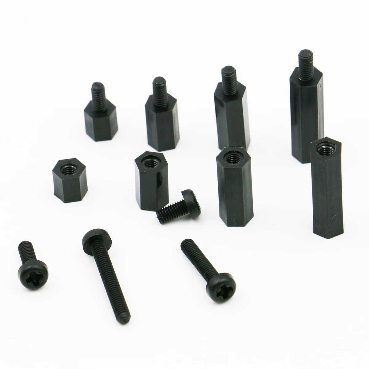 Черный нейлон M3 серии шестигранные болты гайка шайба Шестигранная 260 шт в одной