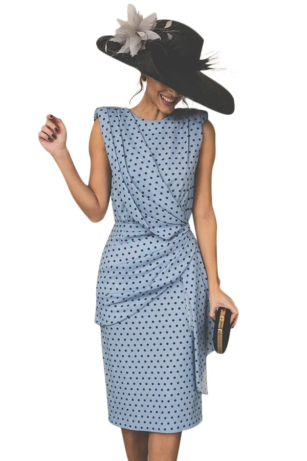 Женское платье в горошек на молнии с пуговицами весна лето 2018 длинное уличное