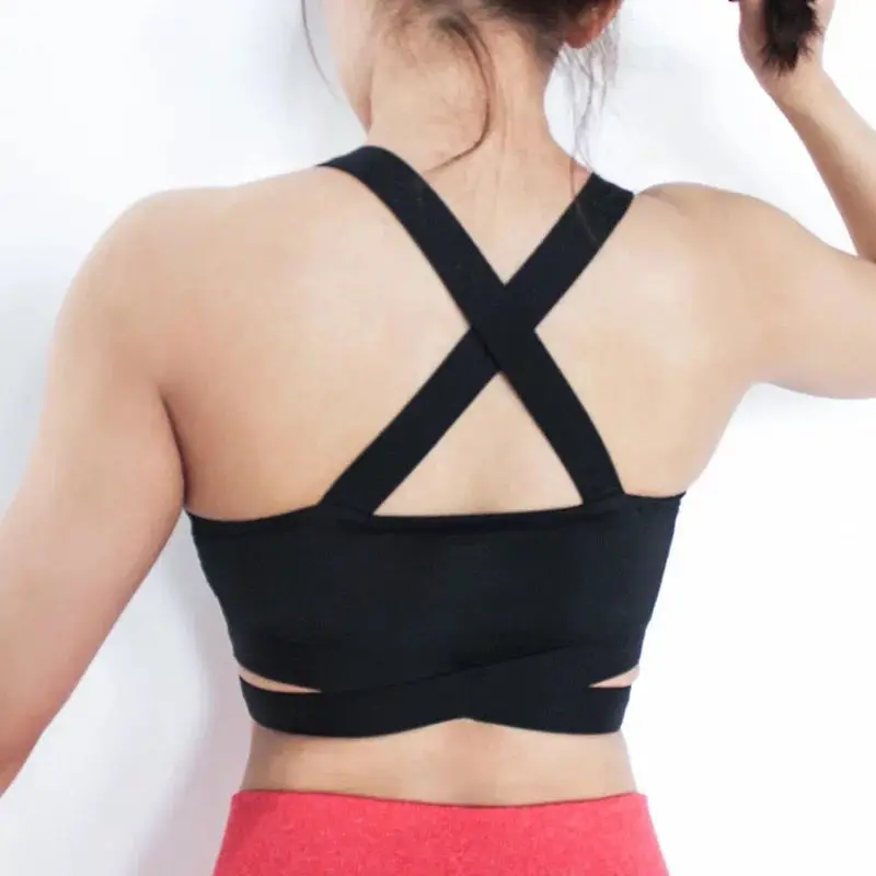 Женщина Push Up Крест Растениеводство Топ спортивный бюстгальтер Женский