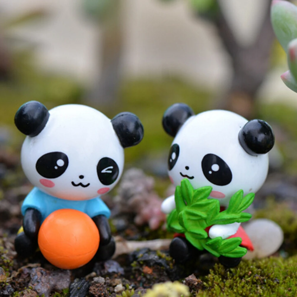 4 шт./лот мини панда Фея Сад миниатюрные гномы мох террариумы смолы ремесла