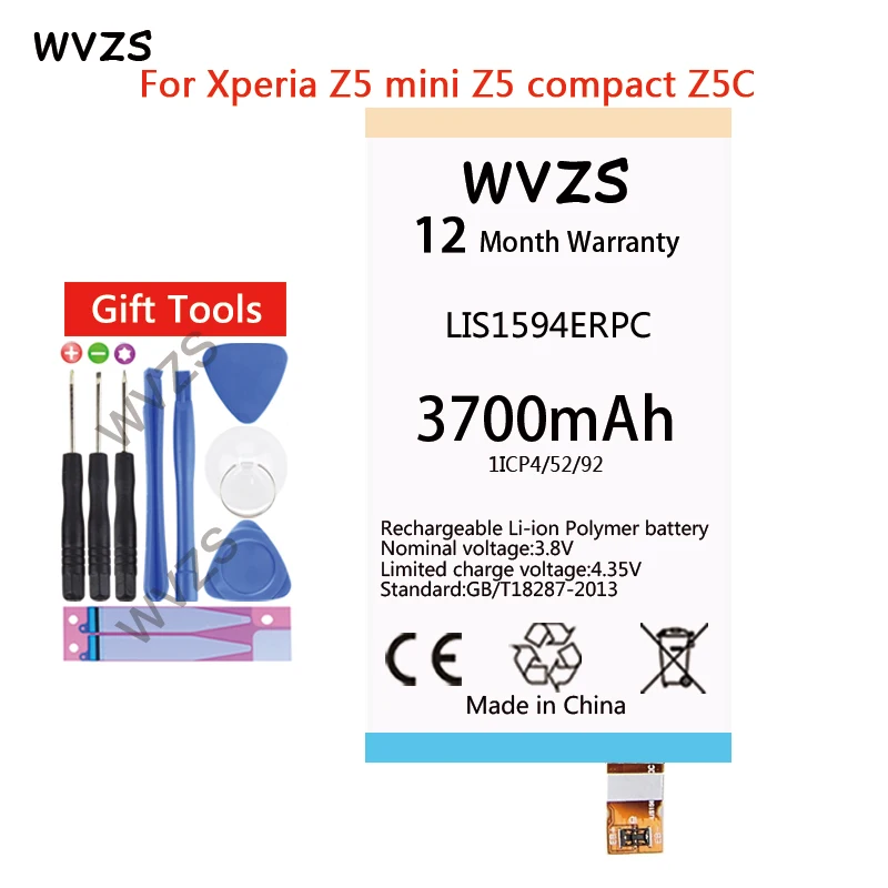 Wvzs 3700 мА/ч замена Батарея LIS1594ERPC для Sony Xperia Z5 mini компактный Z5C E5823 E5803 F3216 F3215 F3216Xc Xmini