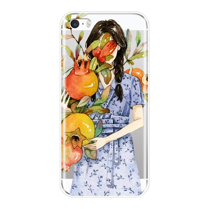 Чехол для телефона с изображением цветов девушки фруктов клубники iPhone 4 Женский 5