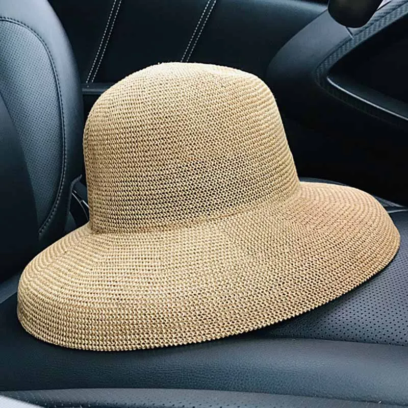 Женская Соломенная шляпка с широкими полями белая или черная пляжная Шляпка в