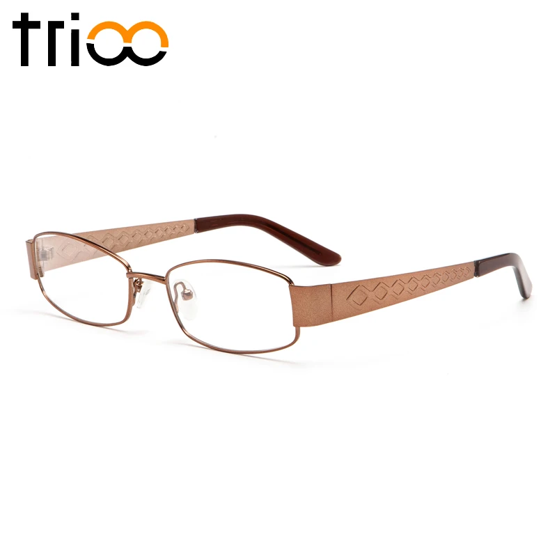 TRIOO Diamond Carving Mens Glasses High Quality Metal Prescription Eyeglasses Oval Clear Reading Spectacles Progressive Lens |