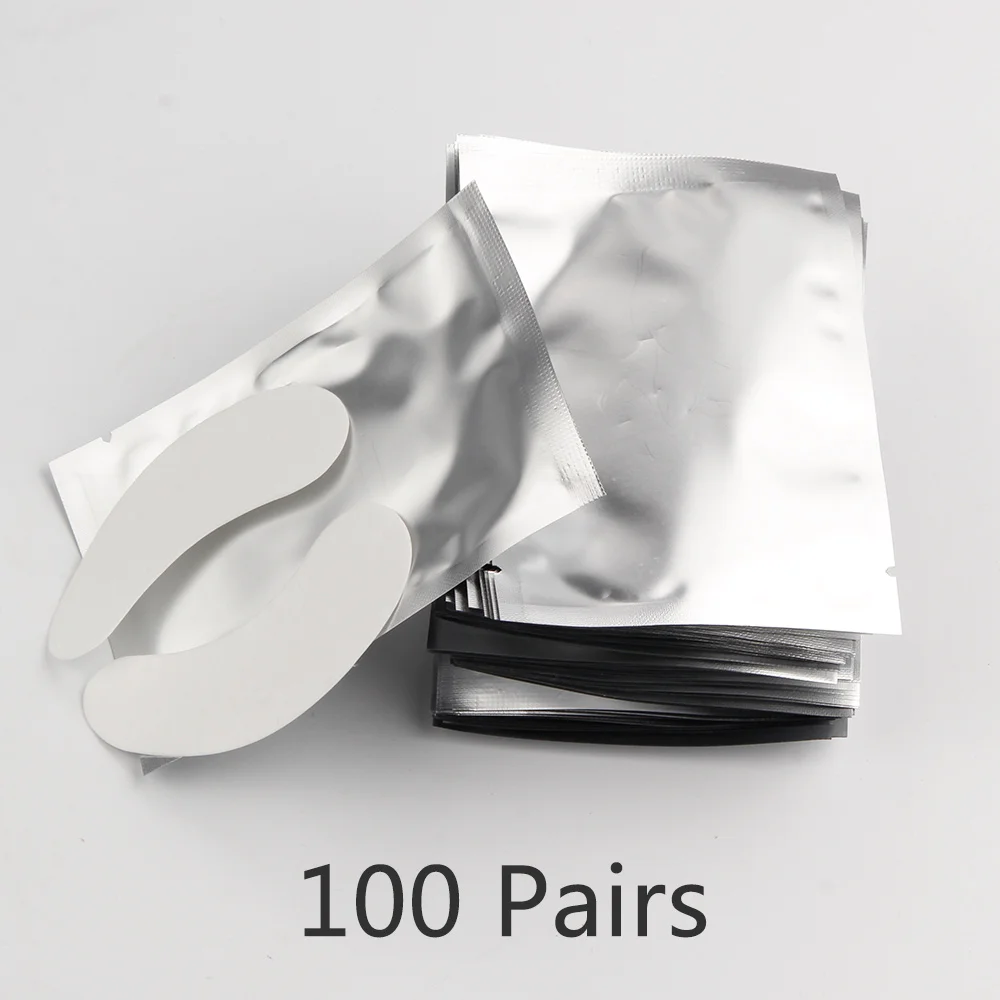 100pairs Silver 50/100/150 пар Накладные бумажные накладки для наращивания ресниц безворсовой кругов под глазами колодки привитые глаз советы Стикеры обертывания ресниц Макияж инструмент - Цвет: 100pairs Silver