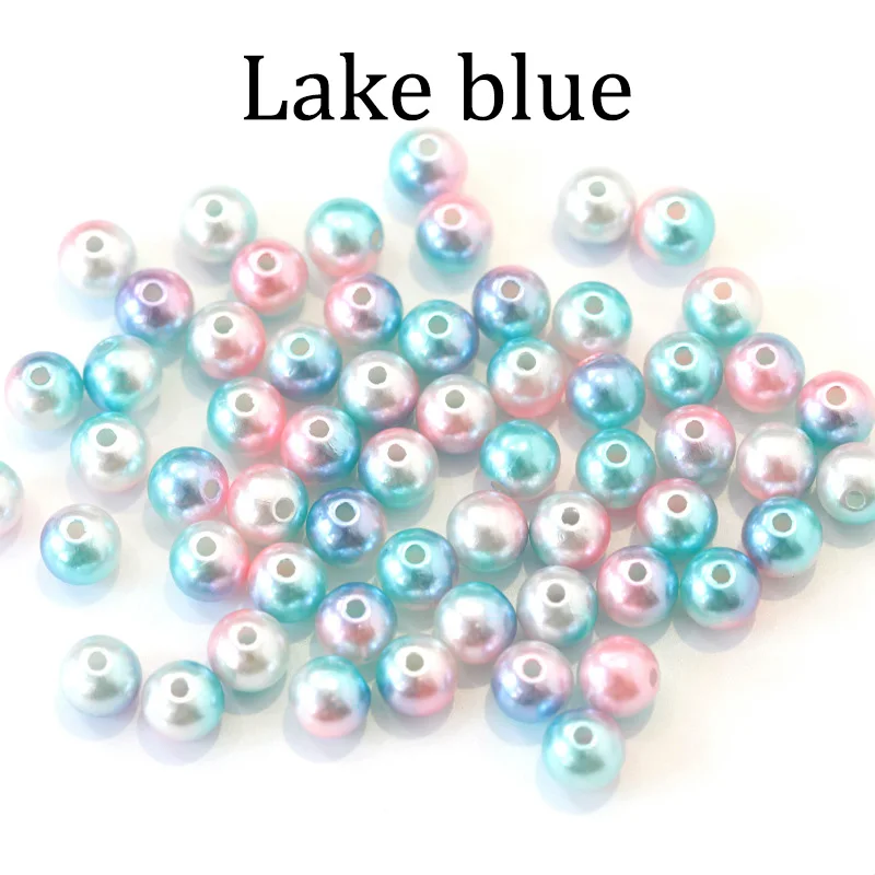 Lake Blue ABS имитация жемчуга бусины с отверстием многоцветный круглый пластик акрил разделитель свободные бусины DIY Браслеты Изготовление ювелирных ожерелий - Цвет: Lake Blue