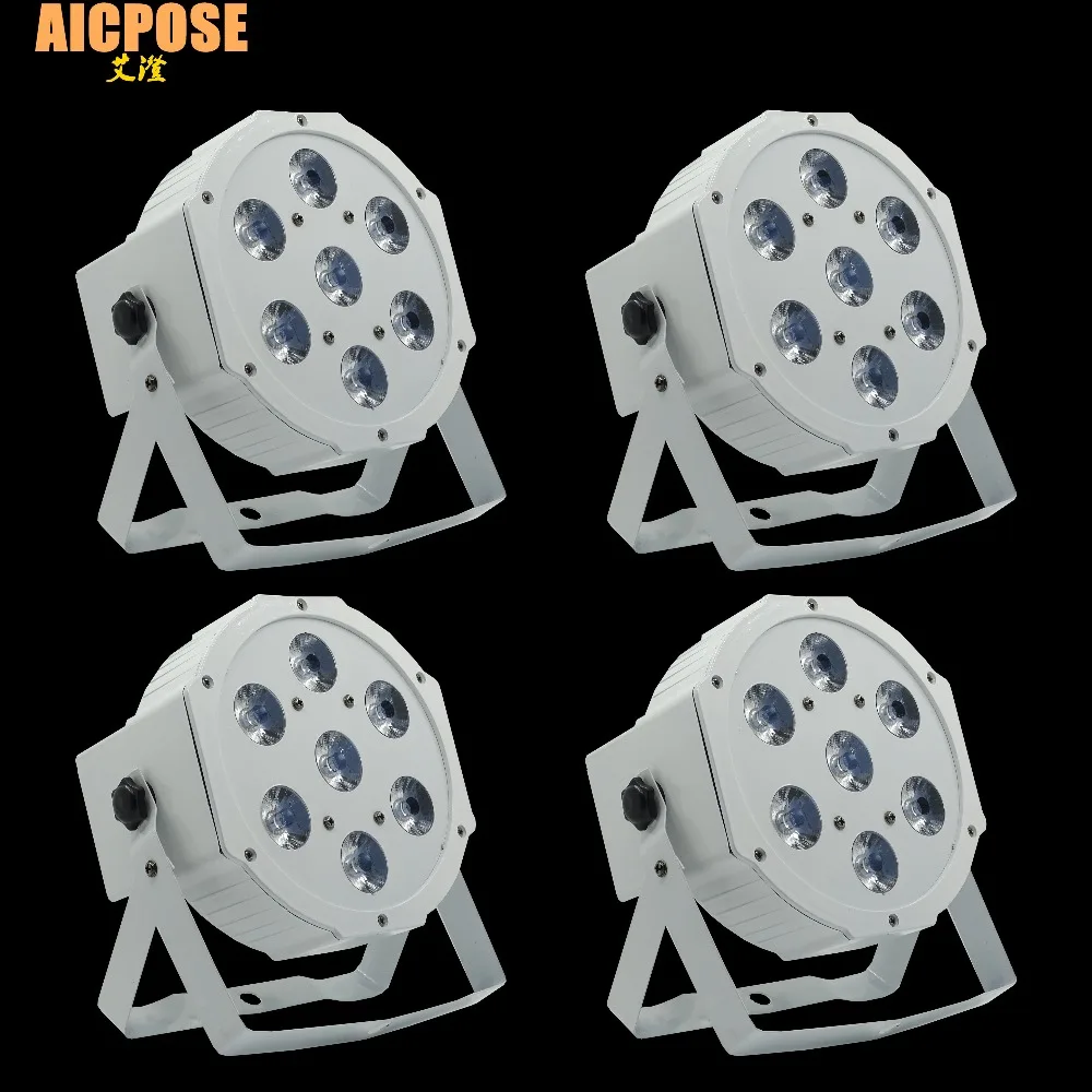 

4 шт./лот 7*12 Вт Ультра яркий тонкий плоский белый Led Par свет 7x12 Вт Гладкий RGBW Смешивание цветов DMX 4/8 каналов сценическая стирка