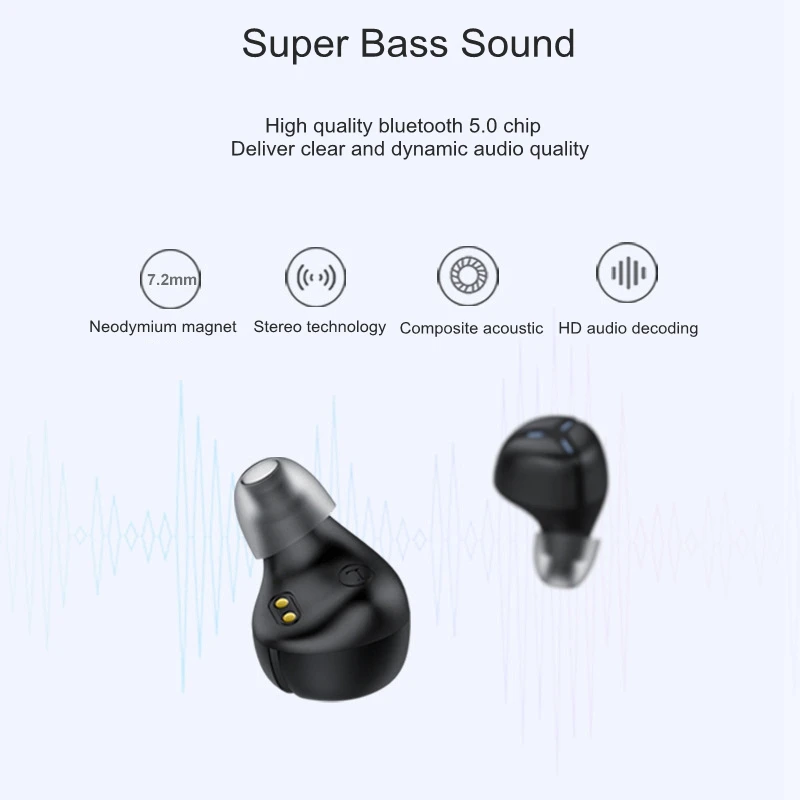 Bluetooth наушники водонепроницаемые IPX7 TWS с микрофоном и зарядным футляром|Наушники