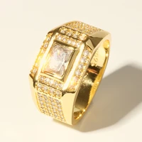 vintage bling crystal filled gold color signets rings for men fashion jewelry gift wedding ring size 7 12