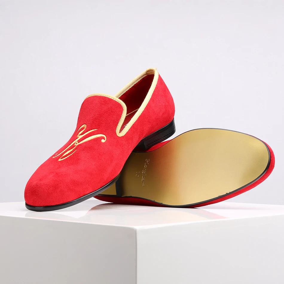 2018 новый стиль мужские замшевые туфли из коровьей кожи с индивидуальным вышитым