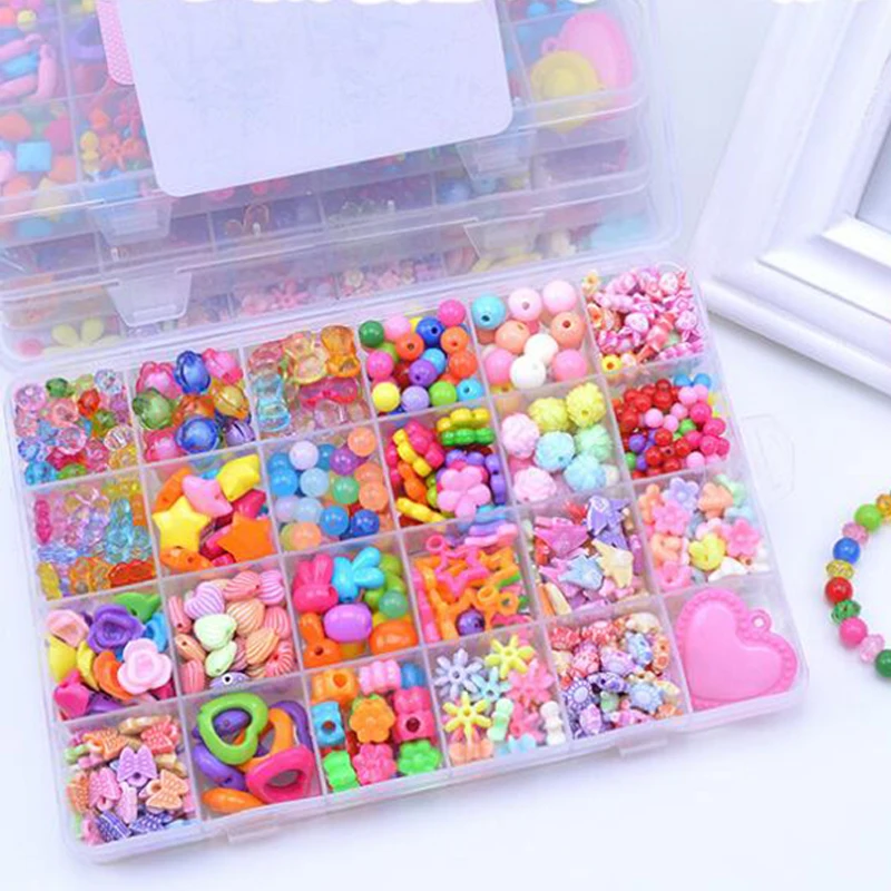DIY Beads Colourful Jewellery Jewel Handmade Hairpin Bracelet Necklace Girl Gift Children's Toys 24 lattice | Игрушки и хобби