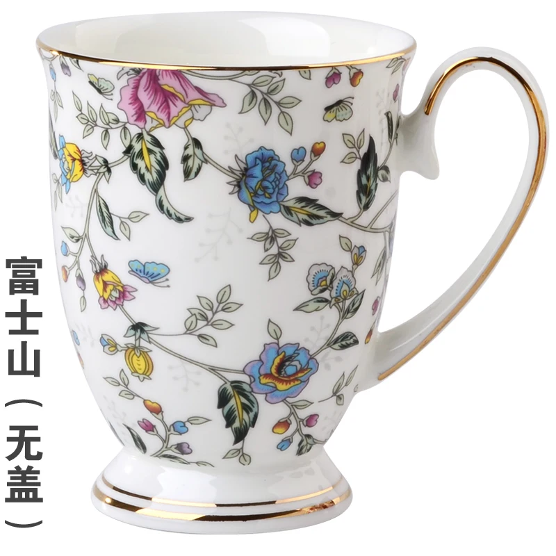 cup 1 Without lid Деревенский стиль ручная роспись цветы костяной фарфор бытовой офис пиво молоко чай кофе чашка керамика творчество кружка Caneca Copo Lover - Цвет: cup 1 Without lid