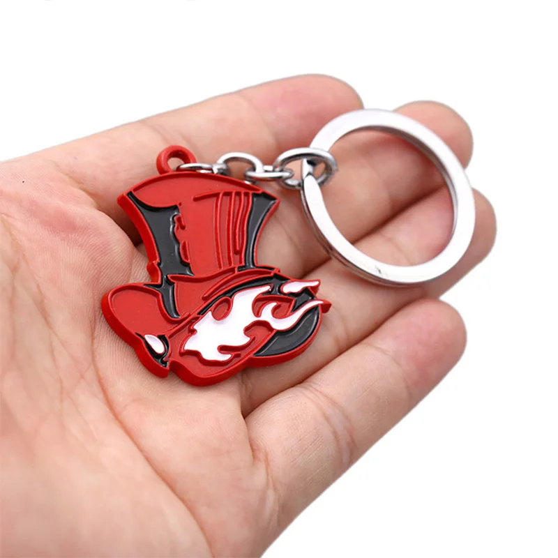 Keychain Горячая игра Persona 5 P5 косплей аксессуары красная металлическая ий Брелок с подвеской брелок ожерелье брелок - Цвет: Keychain