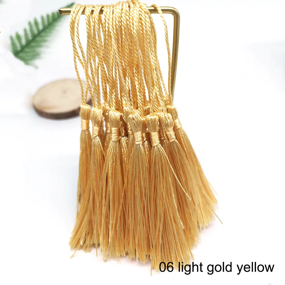 06 light gold yellow 32 шт., 32 цвета, 7 см, Висячие веревочки, шелковые кисточки, бахрома, шитье, Банг, кисточка для украшения ключей, кисточки для самостоятельного изготовления, Украшения, Аксессуары для штор - Цвет: 06 light gold yellow
