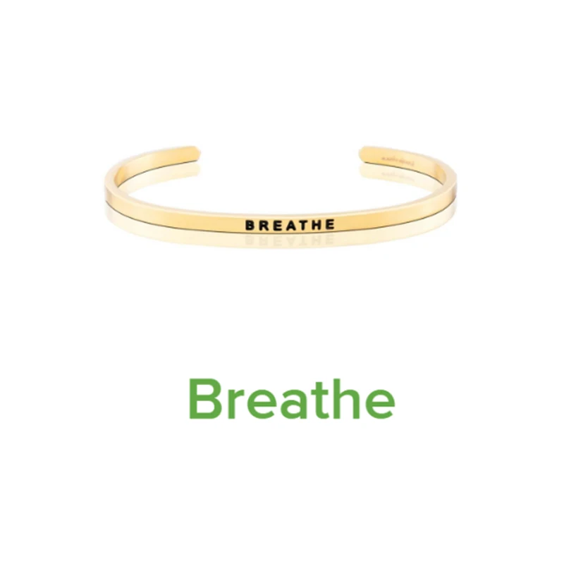 

10PCS Gorgeous Stainless Steel Bar Engraved BREATHE Positive Inspirational Quote Cuff Bracelet Bangle For women Men