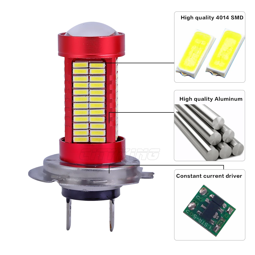 1 x H7 светодиодный высокое Мощность светильник для h4 h7 4014 106SMD туман