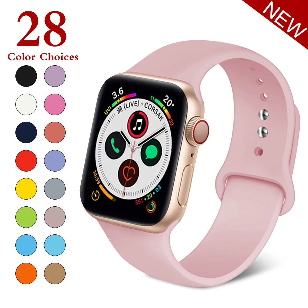 Спортивный мягкий силиконовый сменный ремешок 38 мм от mu sen для Apple Watch версии 1, 2, ремешок 42 мм на запястье, ремешок для iWatch Sport - Цвет ремешка: Rose