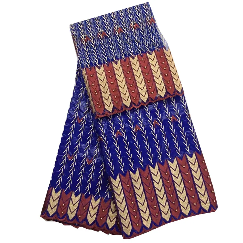 Beaded african bazin fabric riche getzner for dresses with 2 yards french tulle lace beads YJ52-88 | Дом и сад