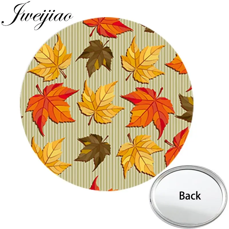 

JWEIJIAO Colourful Maple leaves One Side Flat Pocket Mirror Compact Portable Makeup Vanity Hand Travel Purse Mirror
