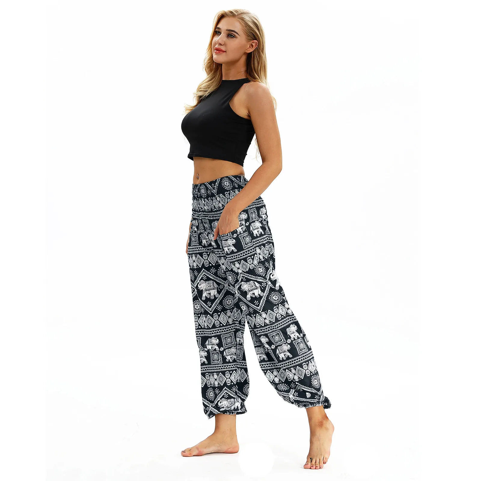 

Fashion Bohemian Loose Pant Women Casual Print Travel Lounge Festival Beach High Waist Pant Droppship 10 Colors