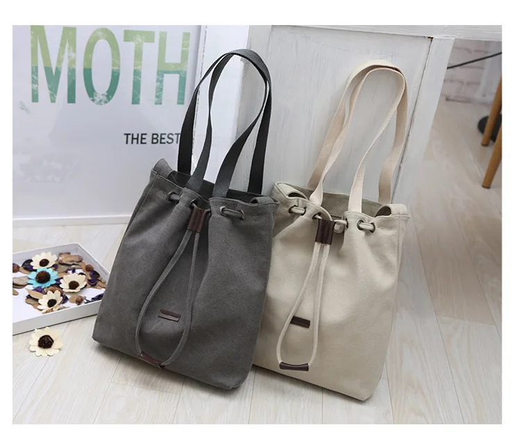Тканевая сумка в стиле ретро Холщовая Сумка для покупок на шнурке новинка 2016