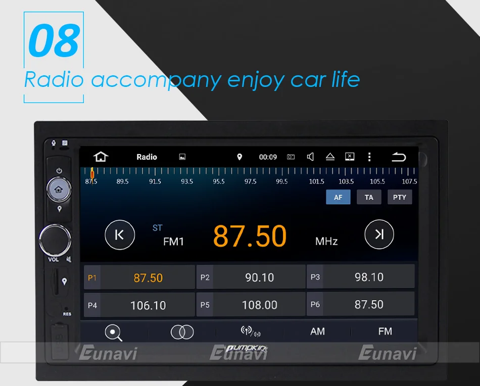 Eunavi, 2 Din, 7 дюймов, Восьмиядерный, универсальный, Android 9,0, 4G ram, автомобильное радио, ПК, стерео, gps навигация, WiFi, 1024*600, сенсорный экран, USB, без DVD