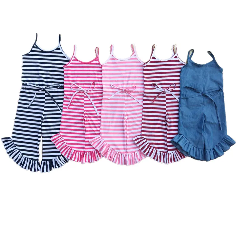 Комбинезон в полоску для маленьких девочек Широкие брюки Школьная одежда Одежда