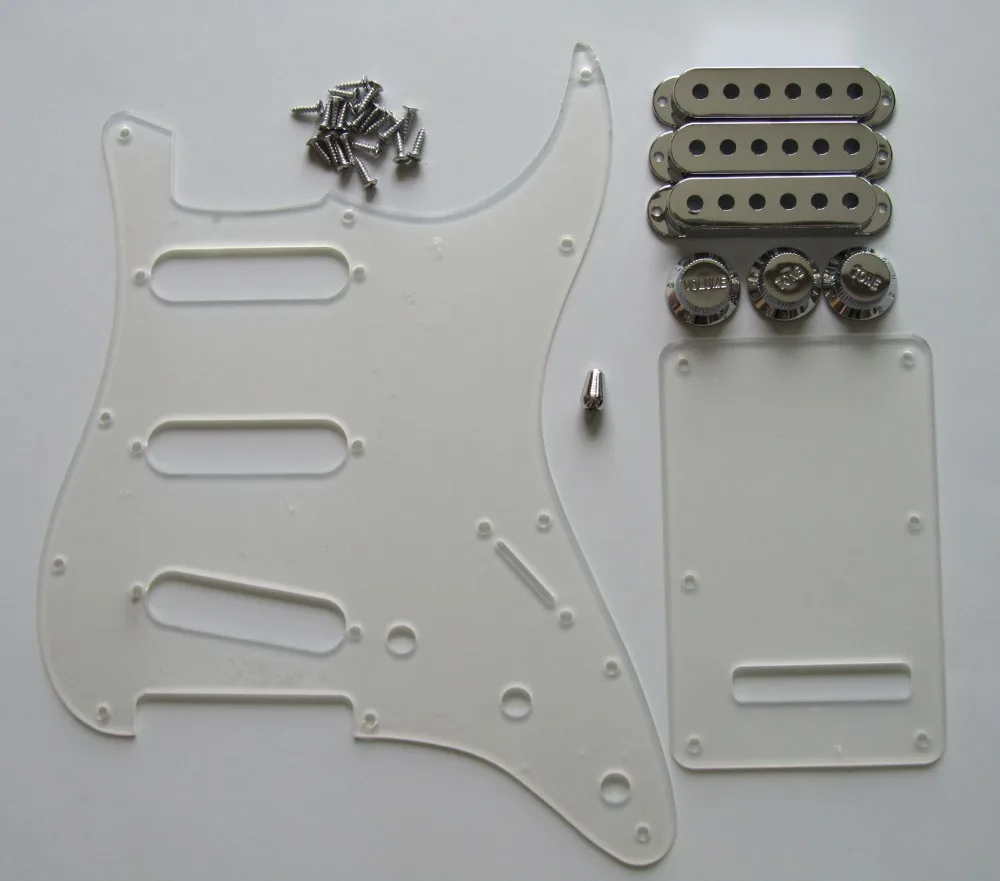 ST Pickguard задняя пластина прозрачная w/Хромированные крышки для пикапа ручки и