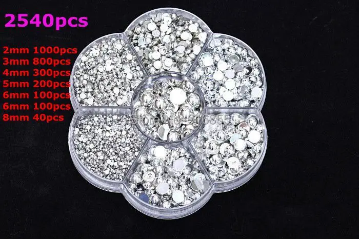 Распродажа! Серебряные полукруглые жемчужины смешанных размеров 2 8 мм с коробкой