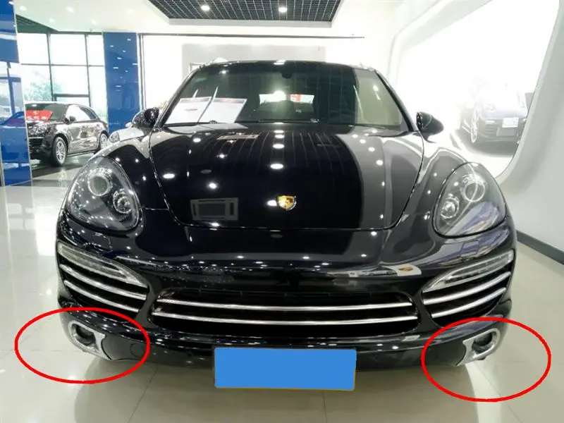 2Pcs Fog Trims Автомобильная Передняя 3D бампер сетка вентиляционное отверстие решетка гриль и противотуманная фара крышка планки для Porsche Cayenne 2011 2012 2013 - Цвет: 2Pcs Fog Trims