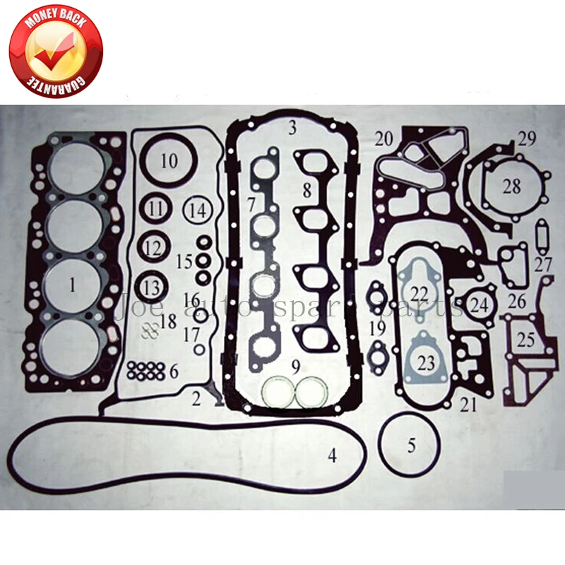 

2L Engine Full gasket set kit for Toyota Land Cruiser/ Hiace/Dyna 2446cc 2.4D 1977-1988 04111-54051 04111-54053 50112000 S31838