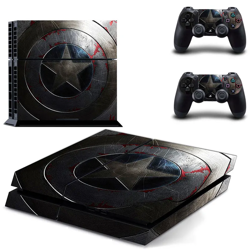 С героями комиксов Марвел, с изображением Капитана Америки, наклейка для PS4 виниловая наклейка, стикер для sony Playstation 4 консоли и 2 контроллеры наклейка для PS4 Стикеры