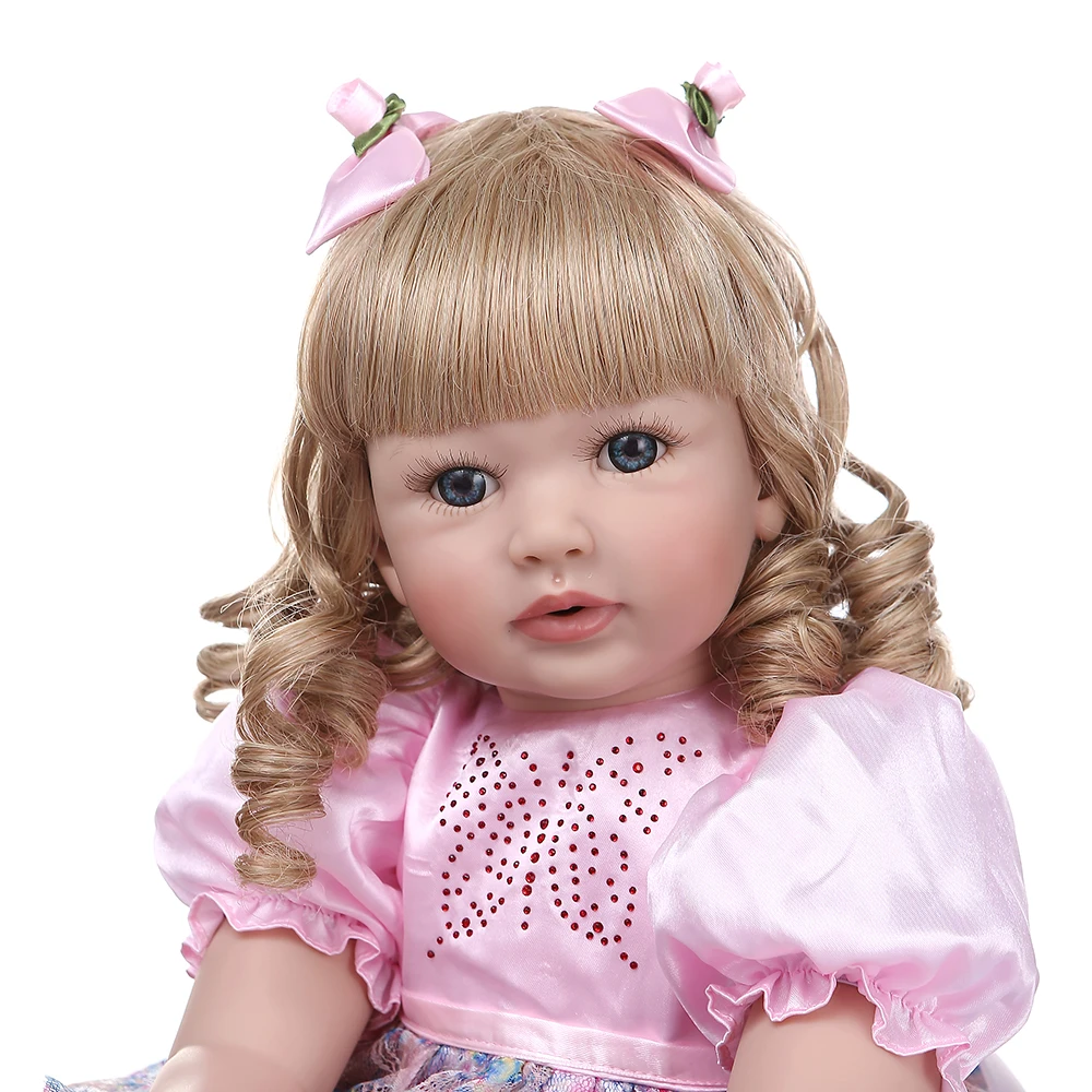 NPK60CM Реалистичная кукла reborn baby силиконовая для девочек с длинными вьющимися