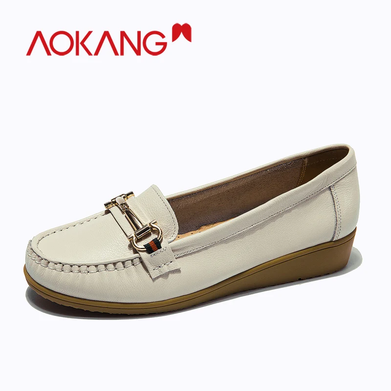 Женская обувь на плоской подошве AOKANG Повседневная дышащая из натуральной кожи