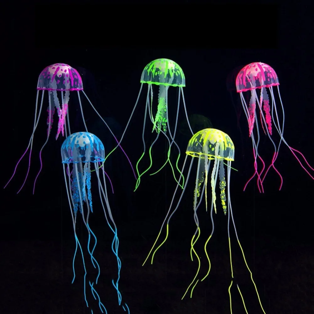 Разноцветные искусственные Медузы для аквариума флуоресцентные из силикона
