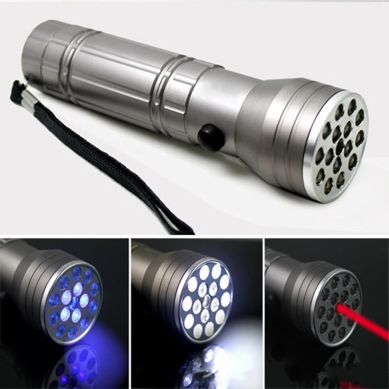 CREE 4500 люмен xm-l T6 3 режима 16 LED 395 нм УФ ультрафиолетового серебряный фонарик 3AAA
