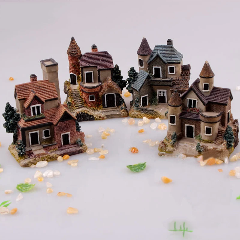 Смола мини Сказочный Сад миниатюрный дом с соломенной крышей пейзаж микро